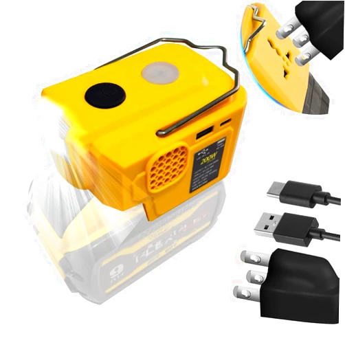 Eleellaya 200W Battery Power Inverter for Dewalt 20V Battery with 1 USB & 1 Type C DC 20V to AC 110-120V Battery Inverter. for Compliances Such as Phones Tablet Ipad Razors