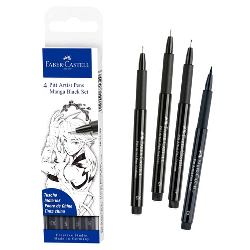 Faber-Castell PITT Artist Pen Manga Drawing Set 167132, Black