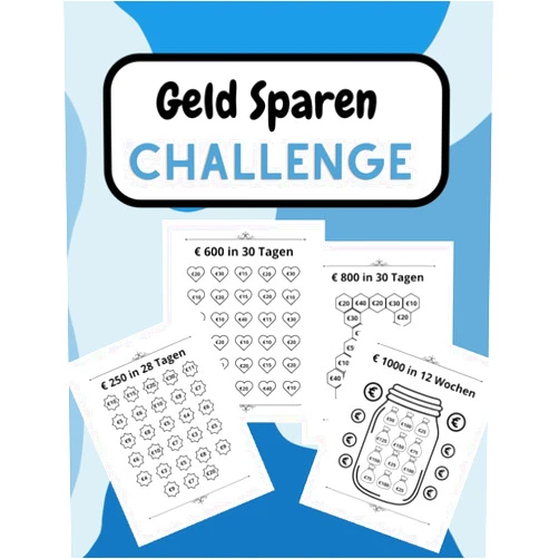 AMINE CHARKA Geld Sparen challenge: Monatlicher und wöchentlicher Spar Tracker | spartracker für budget planner | 100€, 250€, 500€ , 1000€, 10000€...