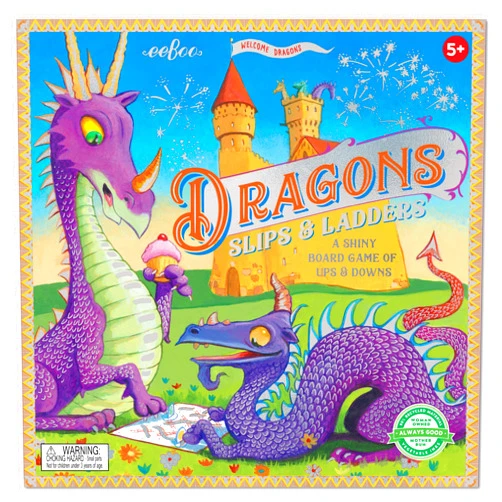 eeBoo: Dragons Slips & Ladders Board Game, Develops Counting and Patience Skills for Children, a Shiny Board Game of Ups & Downs, Perfect for Ages 5 and up