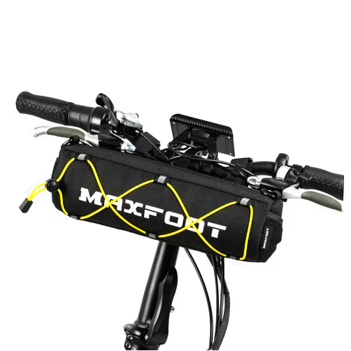 MAXFOOT Bike Handlebar Bag, Handy Front Bike Bags with Removable Velcro Straps, Handlebar Storage Pouch Pack with Shoulder Strap for Electric Commuter, Road, Mountain Bikes, Black