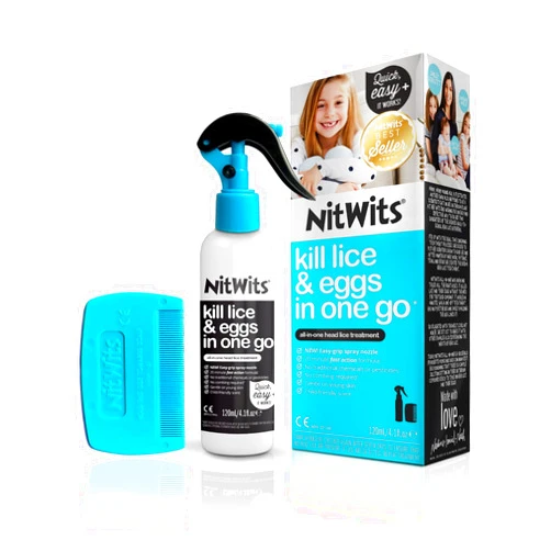 NitWits All-in-One Head Lice Treatment Spray, Kills Nits & Eggs, includes Lice Spray 120ml & Nit Comb