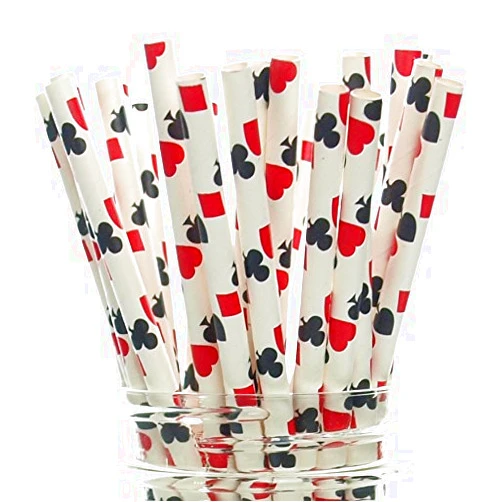Food With Fashion Magic Party Straws, Playing Cards Design (25 Pack) - Magician Birthday Party Supplies, Magic Trick Cake Pop Sticks, Abracadabra Magic Theme Party Favors