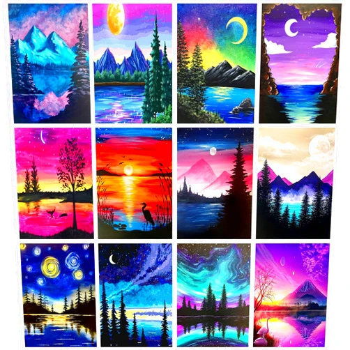 TINY FUN 12 Pack Diamond Painting Kits for Adults 5D Diamond Art Kit Paint by Number for Beginners, DIY Paint with Round Full Drill Diamonds Paintings Gem Art for Home Wall Decor Gift (12X16 Inch