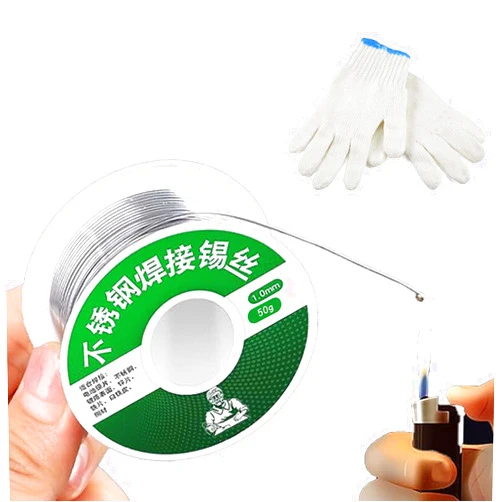 Yocartgo Aluminum Stainless Steel Lighter Solder Wire, Stainless Steel Soldering Tin Wire, High Strength Low Melt Soldering Wire, Low-Temperature Welding Wire (1, 50g)
