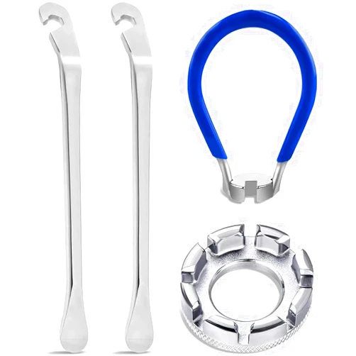 fixinus 4 Piece Bicycle Spoke Wrench, Universal Forged Steel Bike Rim Correct Tool Bicycle Spoke Tool for Adjust Bicycle Wheel Tension