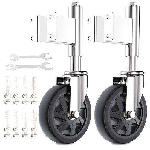 Homhoo Spring Loaded Gate Casters 6” Heavy Duty Gate Caster Wheels with Hardware 600 Lbs Load Capacity, Pack of 2