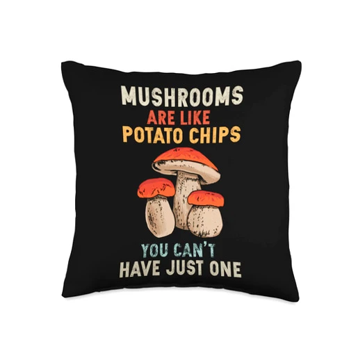 Nature Shrooms Hunter Mushrooms Morel Gift Foraging Mushroom Hunting Outdoor Activity Forest Fungi Throw Pillow