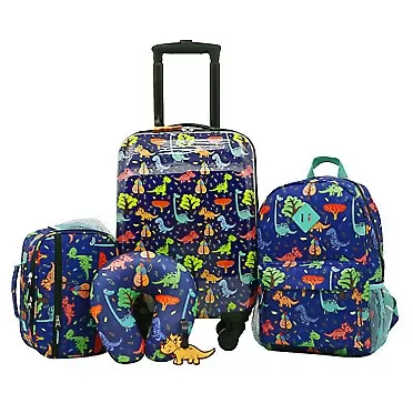 Travelers Club Kids' 5 Piece Luggage Travel Set, Dino 5-Piece Set Dino