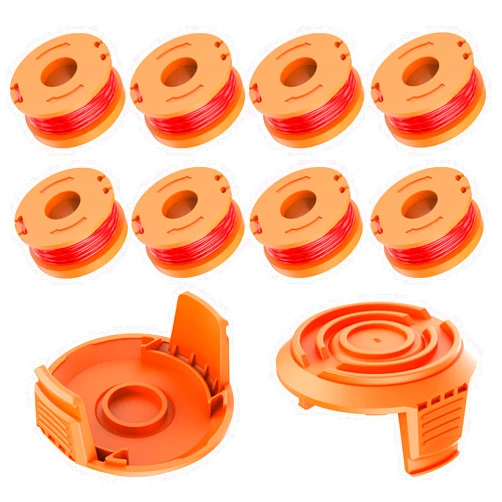RISELION WA0010 Replacement Trimmer Line Spool Compatible with Worx String Trimmers, Trimmer Line Refills 0.065 Inch for Worx Weed Eater (8 Pack Trimmer Line 2 Trimmer Cap)
