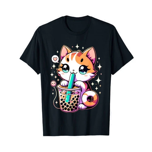 Japanese Kawaii Anime Cat Boba Bubble Tea Neko Cat Boba Japanese Kawaii Anime Kitty Bubble Tea Neko Teen T-Shirt