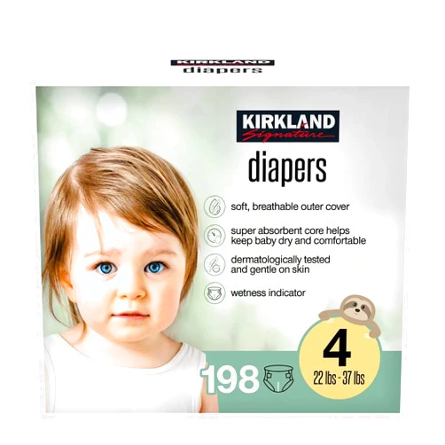 Kirkland Signature Diapers, Size 4 (22-37 Pounds), 198 Count