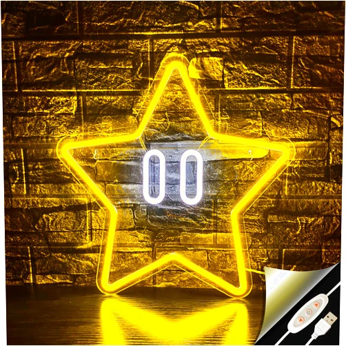 JIARODEY Star Neon Sign, Gaming Neon Sign for Game Room Decor, Man Cave, Kids Room,Super Star Gaming Wall Decor Gamer Gifts for Boys, Kids