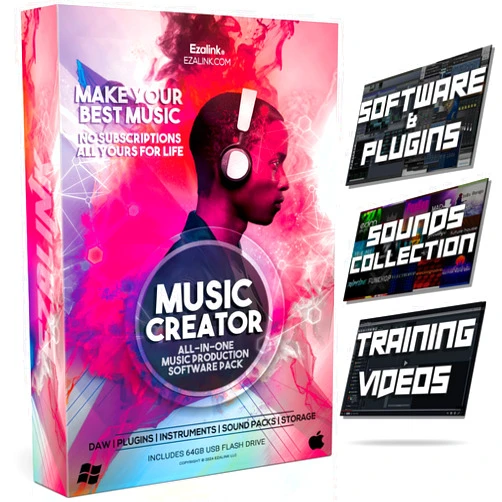 EZALINK Music Software Bundle for Recording, Editing, Beat Making & Production - DAW, VST Audio Plugins, Sounds for Mac & Windows PC