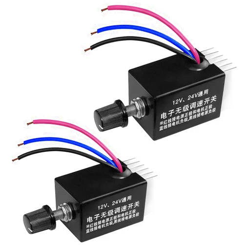 mxuteuk 2PCS 12V/24V DC Motor Speed Controller Switch Universal Electronic Stepless Speed Regulator Switch for Car Truck Fan Heater Control M-H-002