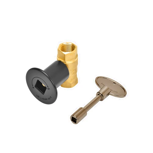 Skyflame 1/2 Inch Straight Gas Key Valve Kit for Fire Pit Fireplace with Flange and 3 Inches Key, Flat Black