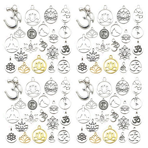 Sailanzi 120pcs Zinc Alloy Charms Antique Silver Antique Bronze Antique Gold Color Sun Moon Star Charms Pendants for DIY Necklace Bracelets Jewelry Making Accessories