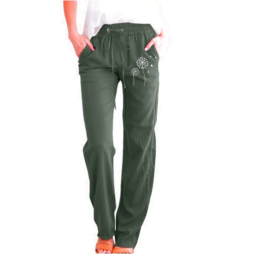 JZANHGAS Linen Pants Women,Women's Linen Casual High Waisted Wide Leg Pants 2024 Summer New Cotton Loose Fashion Pants