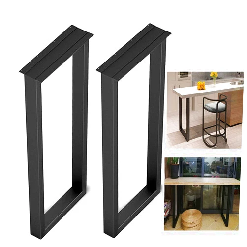 MZSH Black Table Legs High 40inch, Modern Kitchen Dining Table Legs, Adjustable U-Shaped Console Table Pedestals,Metal Office Desk Legs, 2 Pack