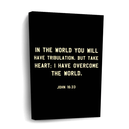 Generic Inspiring Canvas Wall Art Painting, John 16:33 I Have Overcome The World Wall Decor for Office School Nursery, Poster Artwork, Modern Home Decoration, New Home Gift, 8x12 Inch