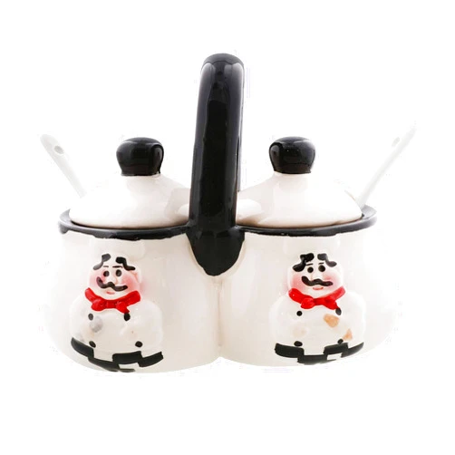 Servette Home Chef Condiment Holder with Lids and Spoons