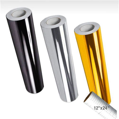 VViViD Self-Adhesive Craft Vinyl Multi-Color 12 Inch by 5 Foot Roll Bundle Including 12 Inch by 5 Foot Transfer Paper (Chrome 3 Roll Bundle)
