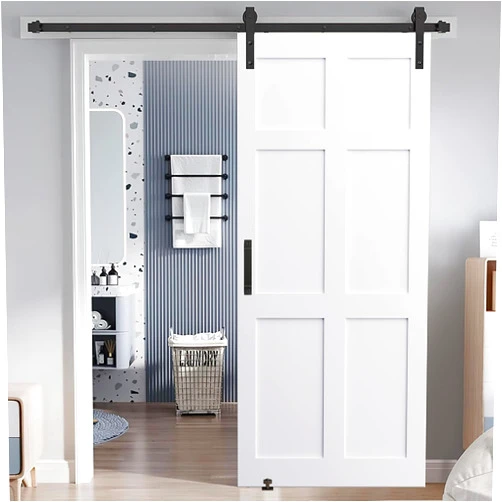 Stufurhome YBX-W93642073 24 x 80 Six, Moisture-proof Panel Anti-deformation Modern Interior Barn Door Slab, Pre-drilled DIY Solid Spruce Wood for Rooms, Storage Closet, white, 58 Pounds