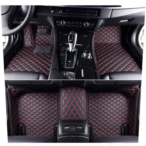 PUREUV Car Floor Mats for Mercedes-Benz 1998-2023 AMG-GT A B C CL CLA CLK CLS E EQA EQB EQC EQS EQE G GL GLA GLB GLC GLE GLK ML R S SLC SLK SL Sedan Coupe SUV Sports Carpet Pads (Black Red)