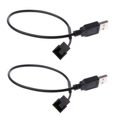 OPSFALCON 2 Pack USB to 3-Pin / 4-Pin PWM 5V USB Sleeved Fan Power Adapter Cable, USB to 3 Pin / 4 Pin Case Fan Adapter Connector Cable (USB-3Pin/4Pin Cable)