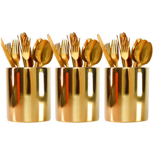 SIEBOLD Gold Utensils Holder, Caddy Cutlery Holder Silverware, Utensils Organizer Elegant white Porcelain, Spoon Holder for Party Tableware Holder for Kitchen Table, Cabinet