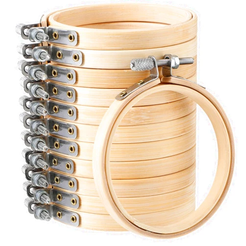 Hoteam 12 Pcs Small Embroidery Hoop Bulk Tiny Wooden Round Hoops Bamboo Sewing Hoop Circle Cross Stitch Embroidery Hoop for Craft Art Handy Sewing Home Ornaments Christmas Decoration (3 Inch)