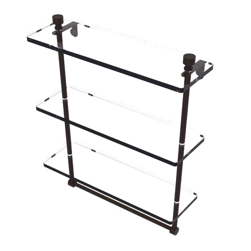 Allied Brass FT-5/16TB Foxtrot Collection 16 Inch Triple Tiered Integrated Towel Bar Glass Shelf, Oil Rubbed Bronze
