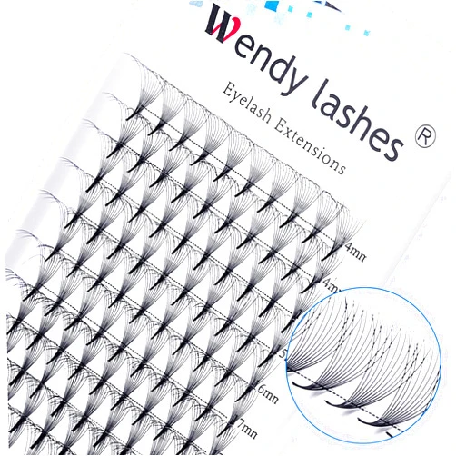 WENDY LASHES Volume Lash Extensions 10D Premade Fans Eyelash Extensions 0.07mm Thickness C/D Curl Short Stem Premade Volume Eyelash Extensions Pointed Base Fans by WENDY LASHES(10D-0.07-D, 14-20mm Mixed Tray)