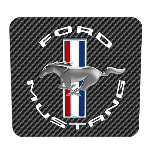 IPick Image Made for Ford Mustang Circle Logo Carbon Fiber Graphic PC Mouse Pad for Gaming and Office