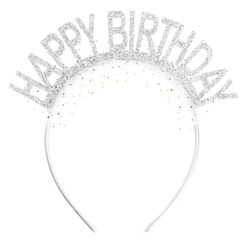 KALIONE Happy Birthday Headband Glitter Princess Tiara Party Crowns Headpiece Cute Hat Decorations for Women Girls