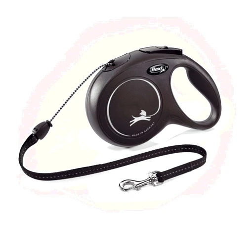 FLEXI New Classic Cord Retractable Dog Leash for Medium Dogs up to 44 lbs. – 26 ft., Black | Tangle-Free Pet Walking Leash with One-Handed Brake, Pause, Lock | German Quality Product