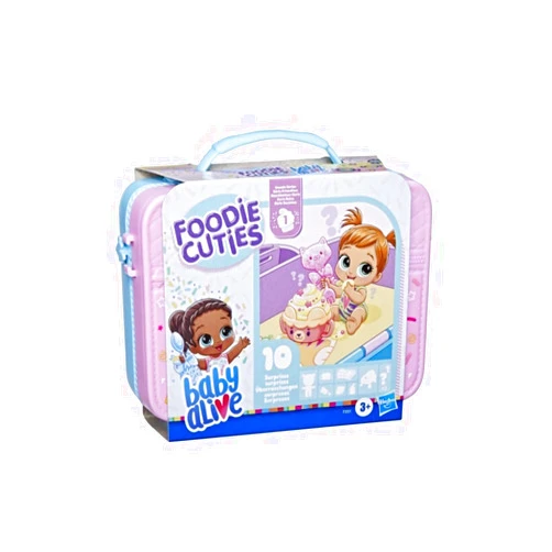 Baby Alive Foodie Cuties, Surprise Toy, 3-Inch Doll for Kids 3 and Up, 10 Surprises in Lunchbox-Style Case (Styles May Vary)