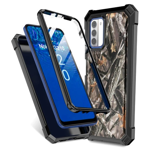 Generic for Nokia G100 Phone Case(N150DL)/Nokia C300 Case(N155DL) w/[Built-in Screen Protector] Dual Layer Shockproof [Military-Grade][Full-Body] Protective Cover Women Man Deer Tree Camo Leaf Design