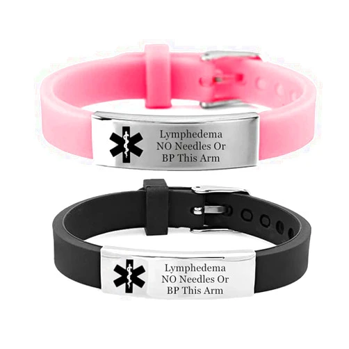 KBNSUIAN Asjustable Silicone Lymphedema NO Needles Or BP This Arm Medical Alert Limb Bracelets Personalized Engraved Name ICE ID Wristbands Emergency Protection Alarm Bands for Limbs Cancer Patients