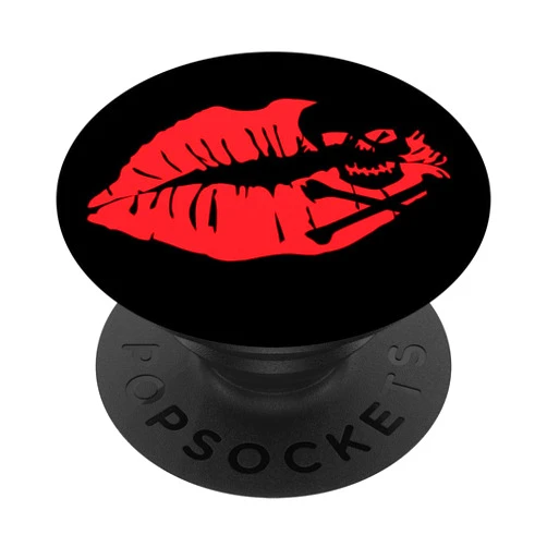 Fuzewear Kiss Lips Skull Red PopSockets PopGrip: Swappable Grip for Phones & Tablets