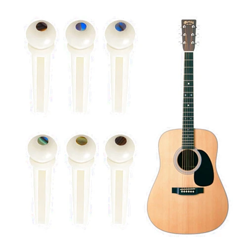 Weigongr Acoustic Guitar Bridge Pins, Pack of 6 Pieces White ABS Plastic Acoustic Guitar Pegs with Abalone Dot Guitar Bone Bridge Pins String Parts Replacement Nail Musical Instrument Accessories