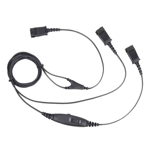 VoiceJoy Call Center Headset Quick Disconnect Cable Y Splitter Adapter Trainer Cable for Training Center Compatible with Plantronics QD headsets Splitter Cable Connector