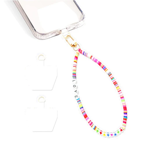 FUNSEE Clay Phone Charm Strap with 2 Tether Tabs,Detachable Phone Lanyard Hands-Free Wrist Strap Accessory for Women - iPhone 15 Pro Max/ 14 Pro Max/ 13 Pro Max/ 12