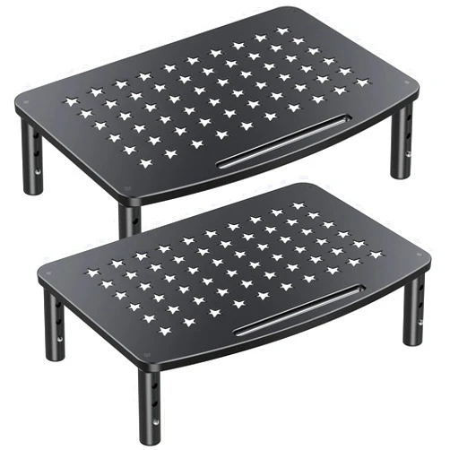Zimilar 2 Pack Monitor Stands Risers, 3 Height Adjustable Monitor Riser for Laptop, Printer, iMac, PC, Premium Metal Monitor Stand Riser for 2 Monitors