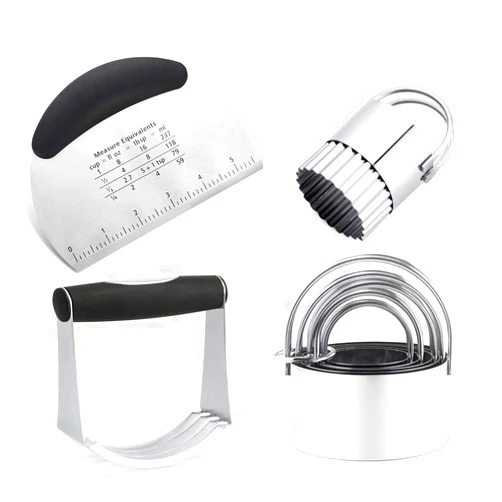 HcirjhiePastry Cutter, Dough Blender, Biscuit Cutting Machine, Stainless Steel Dough Cutter, Professional Baking Dough Tools for Cooking Cookies and Donuts(4 Pcs/Set)
