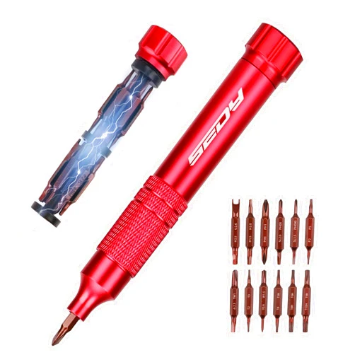 SEDY 24-in-1 Mini Precision Screwdriver Set: Small Magnetic Screwdriver Bits Set Portable Eyeglasses Screwdriver Kit for Watches Jewelry Laptop (Red)