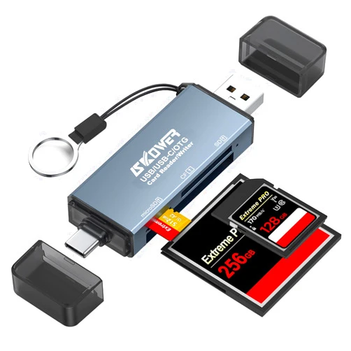 SKOWER CF Card Reader USB C, CF/SD/TF Memory Card Reader Adapter for CFI/CFII/TF/SD/Micro SD/SDHC/SDXC/MMC/RS-MMC Compact Flash Card Reader for MacBook Pro/Air Android Galaxy Laptop