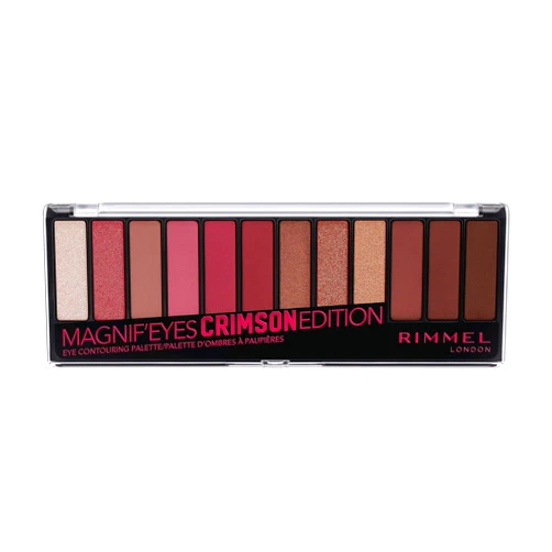 Rimmel London Magnif'Eyes Eyeshadow Palette, 12 Shades, Blendable Formula, Versatile, 007, Crimson, 0.5oz
