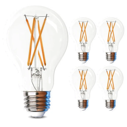 Feit Electric LED Clear A19 Medium Base Light Bulb - 60W Equivalent - 15 Year Life - 810 Lumen - 2700K Soft White - Dimmable | 4-Pack