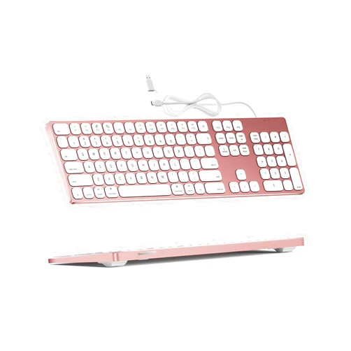 Yivandi All-Aluminum Keyboard for Mac OS,Well-Built and Duralable,USB-A/USB-C Wired Keyboard with Numeric Keypad for iMac/Mac Mini or MacBook-Pink Color